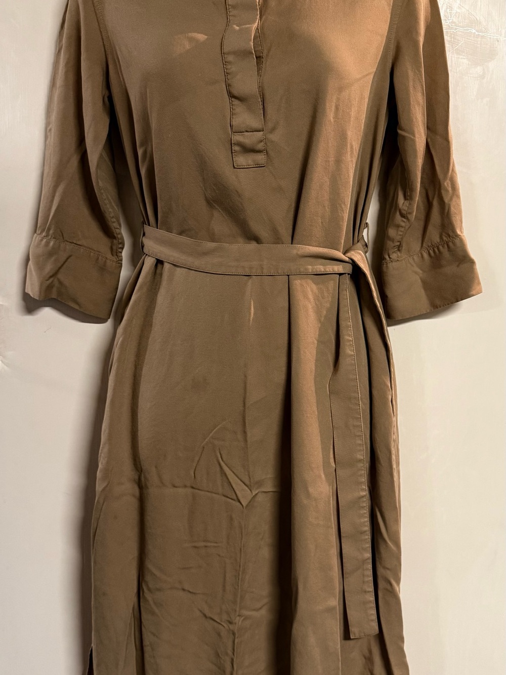 Uniqlo Brown Midi Dress with Self Tie Belt